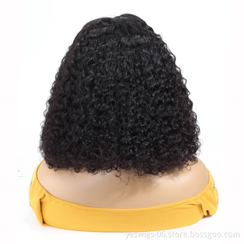 Yeswigs Indian Human Hair Kinky Curly Wigs 13*4 Short Size 6 Inch Bob Indian Virgin Remy Hair 100 Human Hair Lace Front Bob Wig